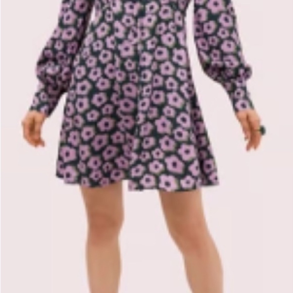 Kate Spade Flair Floral  Long Sleeve Dress
